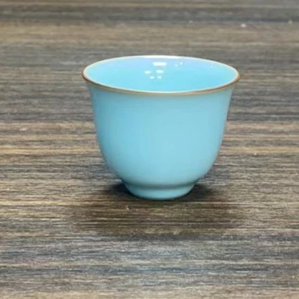 汝州原矿汝瓷玛瑙入釉天青色大铃铛杯