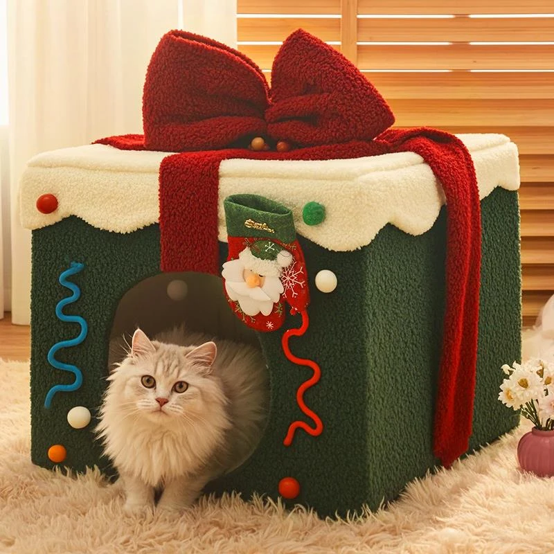 圣诞猫窝冬季保暖四季通用猫屋封闭式加绒加厚猫咪猫房子帐篷屋