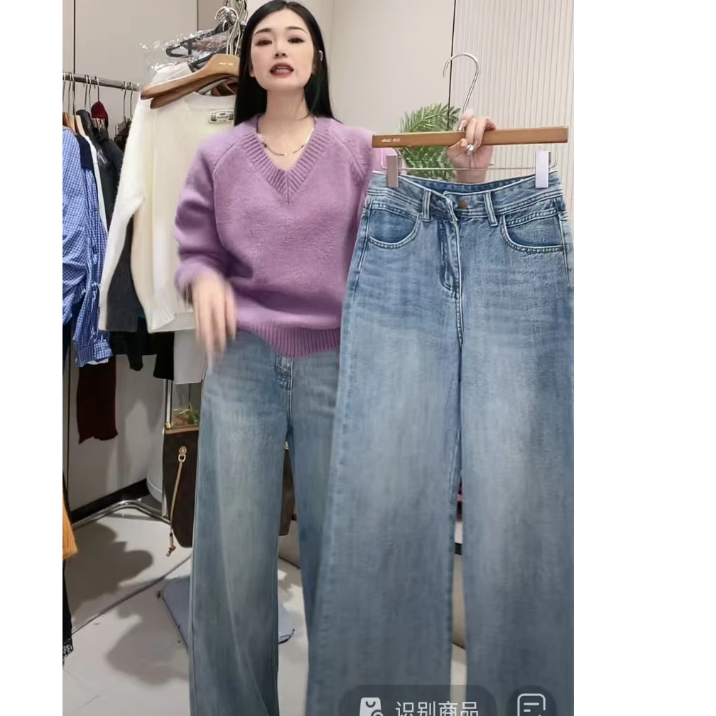 姑嫂推荐 新款百搭时尚浅色牛仔裤5858