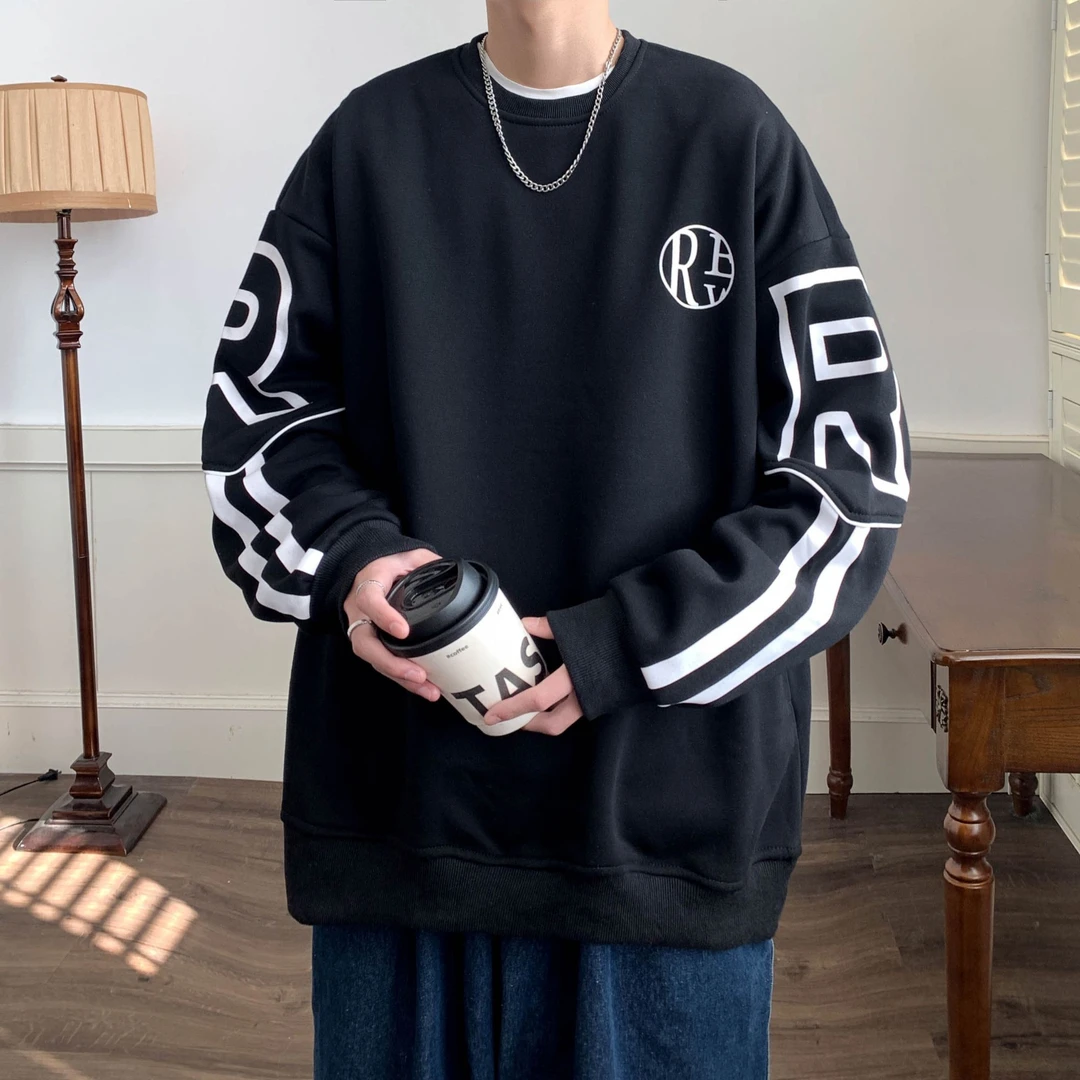 卫衣男春秋季新款宽松百搭潮流潮牌ins字母印花帅气大码长袖圆领