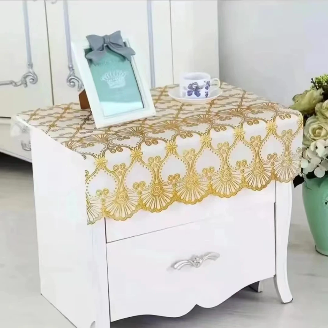 床头柜盖布防水防尘烫金桌布清新时尚茶几台布