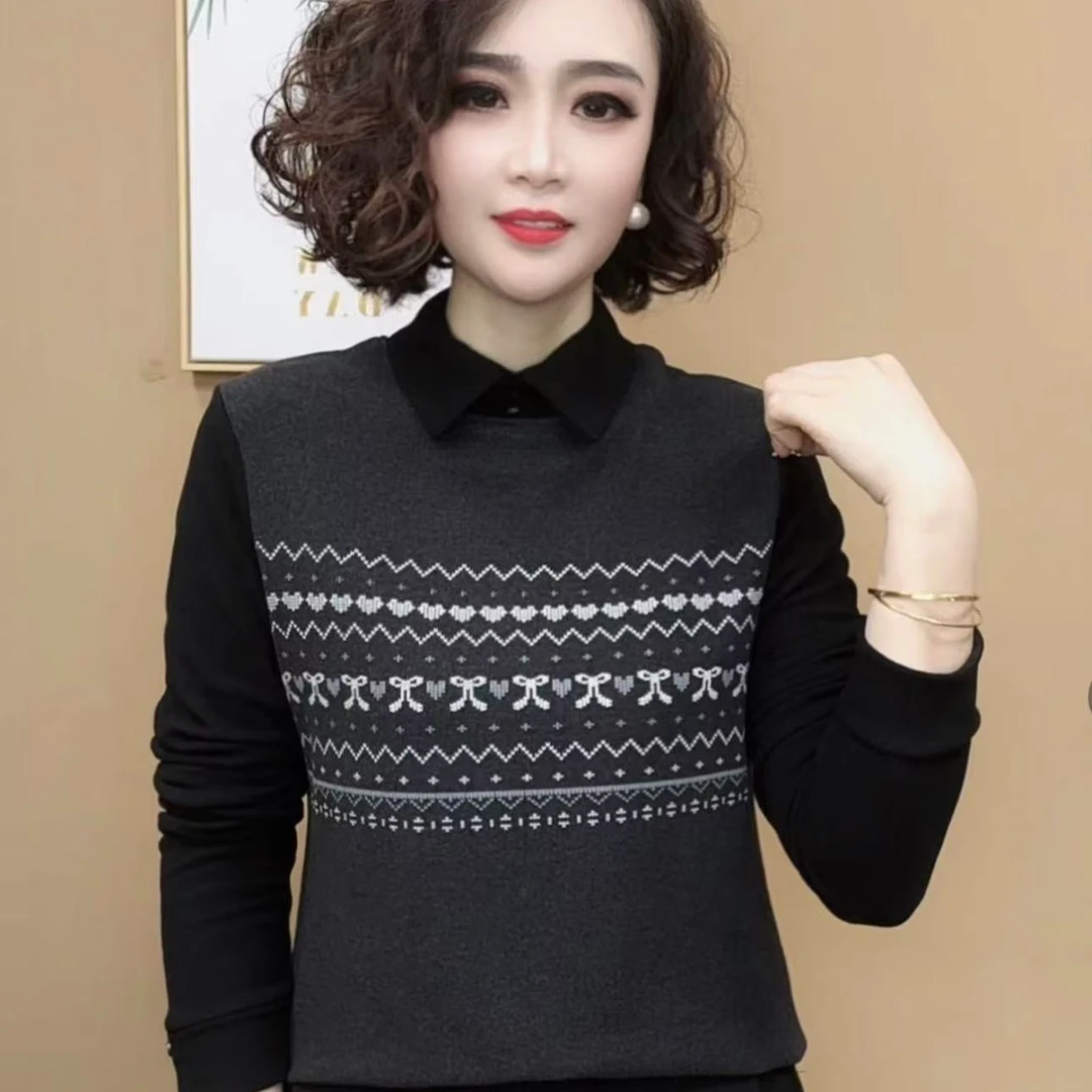 2024冬款翻领设计感时尚百搭长袖显瘦女士上衣#11520