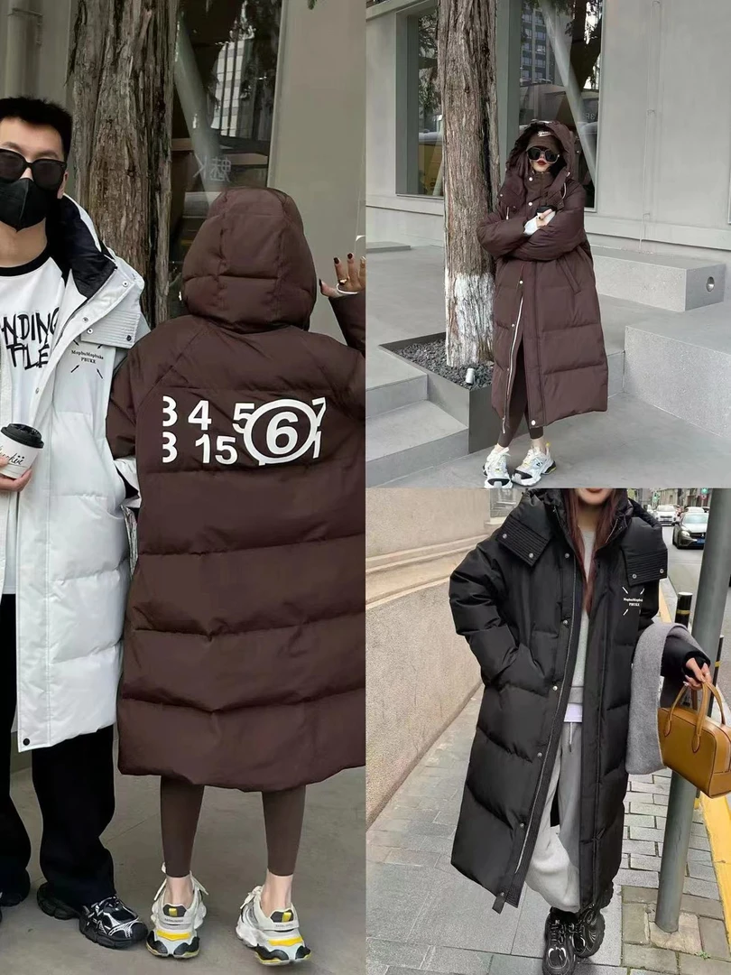 【阿拉字母】马家冬款长款时尚休闲连帽羽绒服