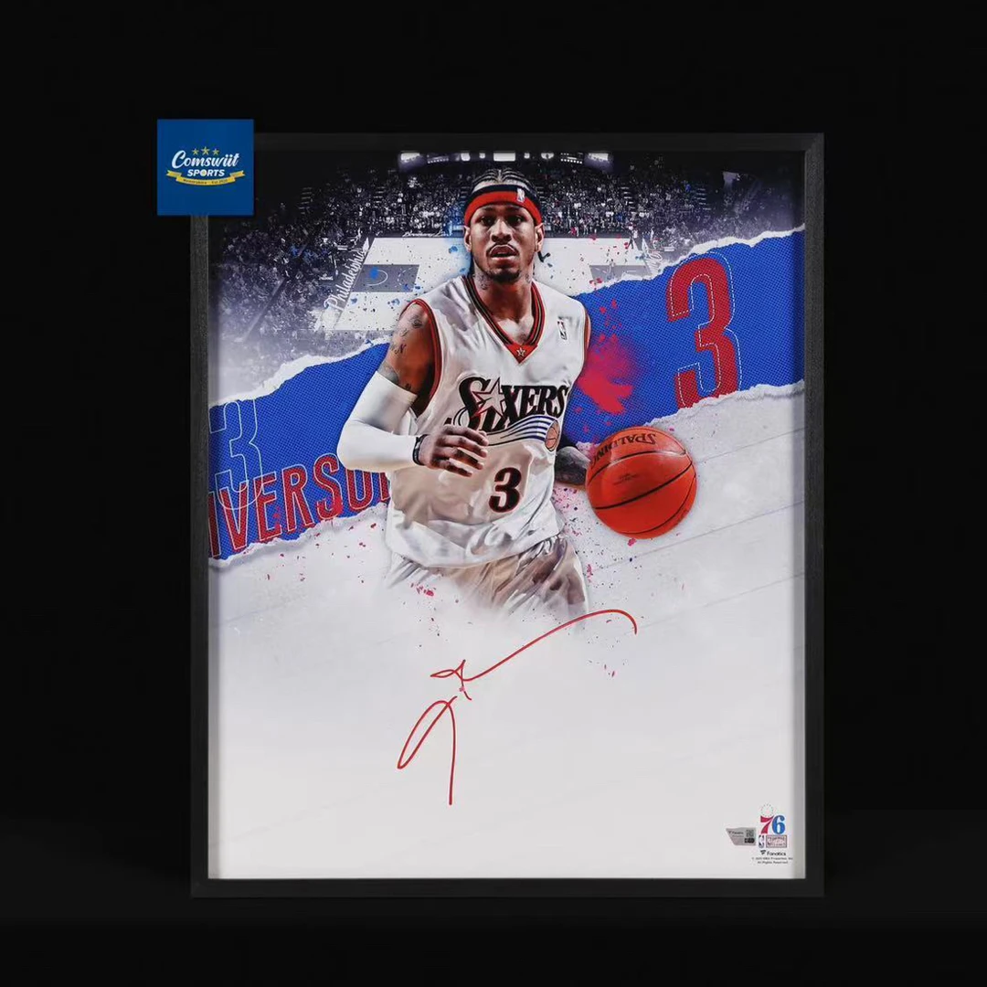 艾弗森亲签24寸海报照片装裱版