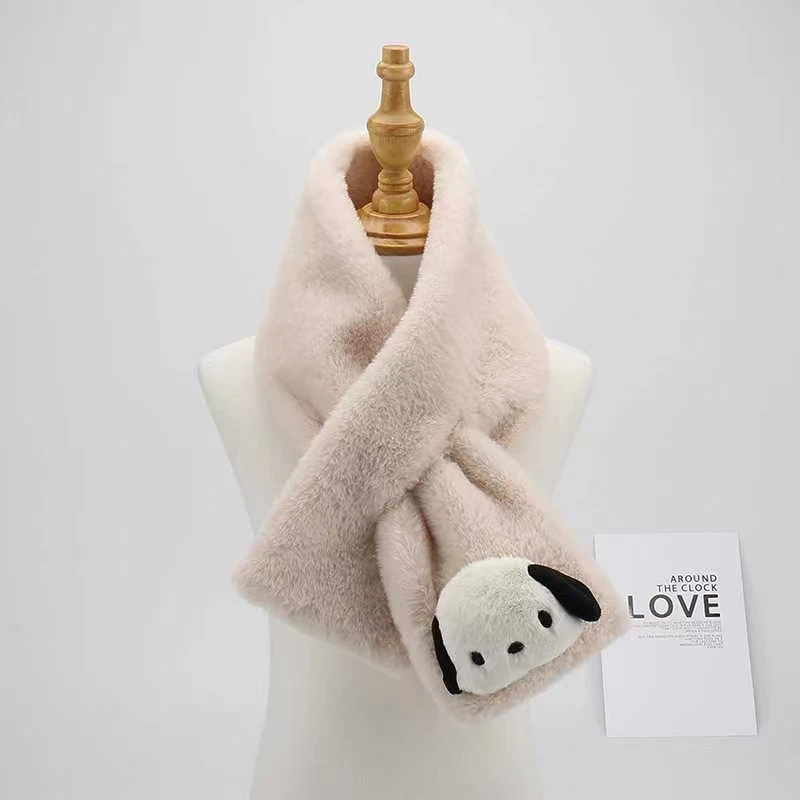 新款韩版流汗小狗毛绒围巾女ins风学生骑行头巾加厚围脖时尚保暖