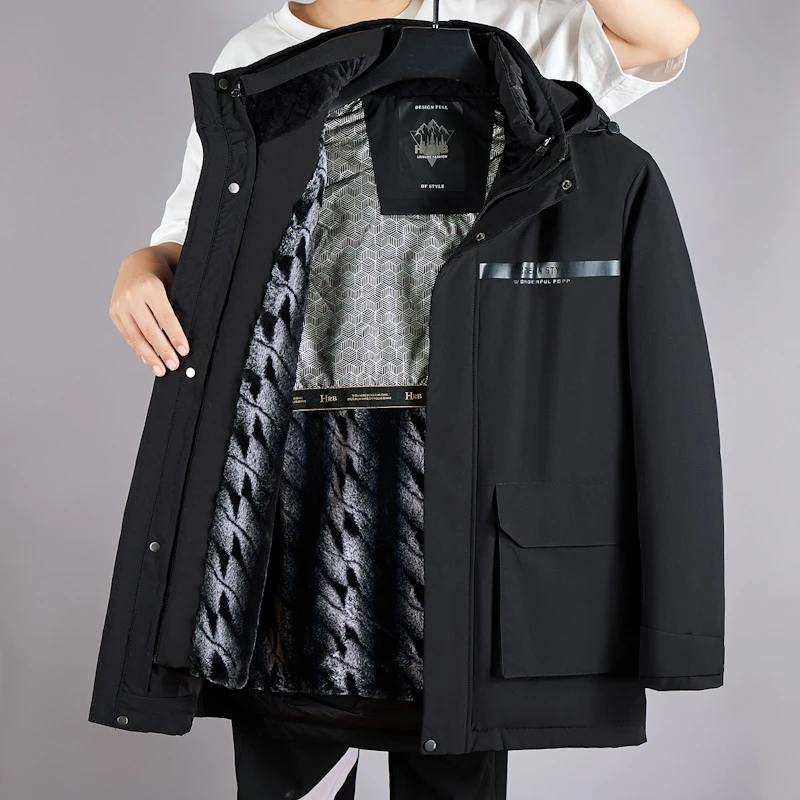 男士羽绒服加绒加厚鹅绒服可脱卸内胆防风商务休闲中长款冬季外套