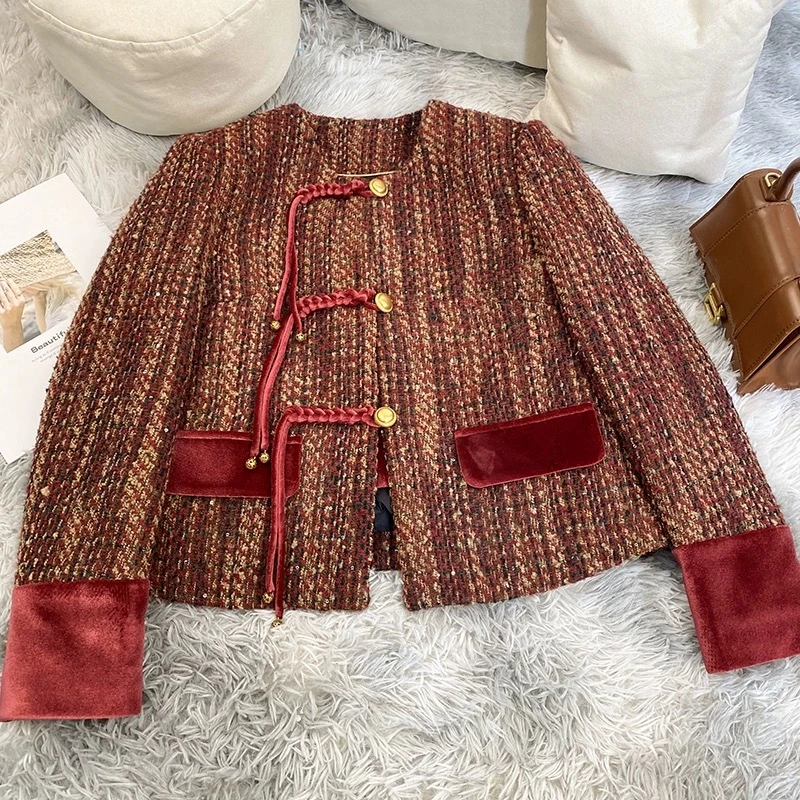 米莱jiaer/冬季新款保暖气质国风红色小香风羽绒外套K809