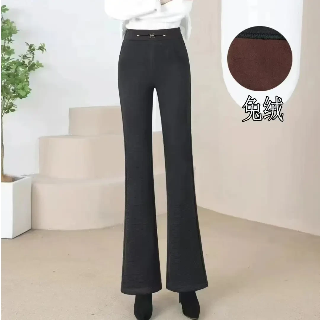 Y8383加绒秋冬款小个气质微喇裤士高腰加厚显腿长休时尚百搭高端