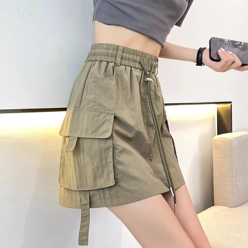 速干工装短裙女2025新款夏季高腰a字裙子小个子防走光包臀半身裙