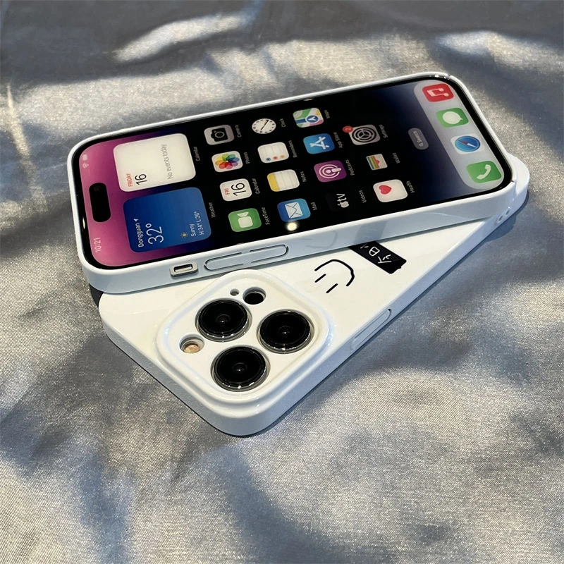高级感苹果13手机壳笑脸iphone 14pro max菲林壳12全包11硬菲林壳