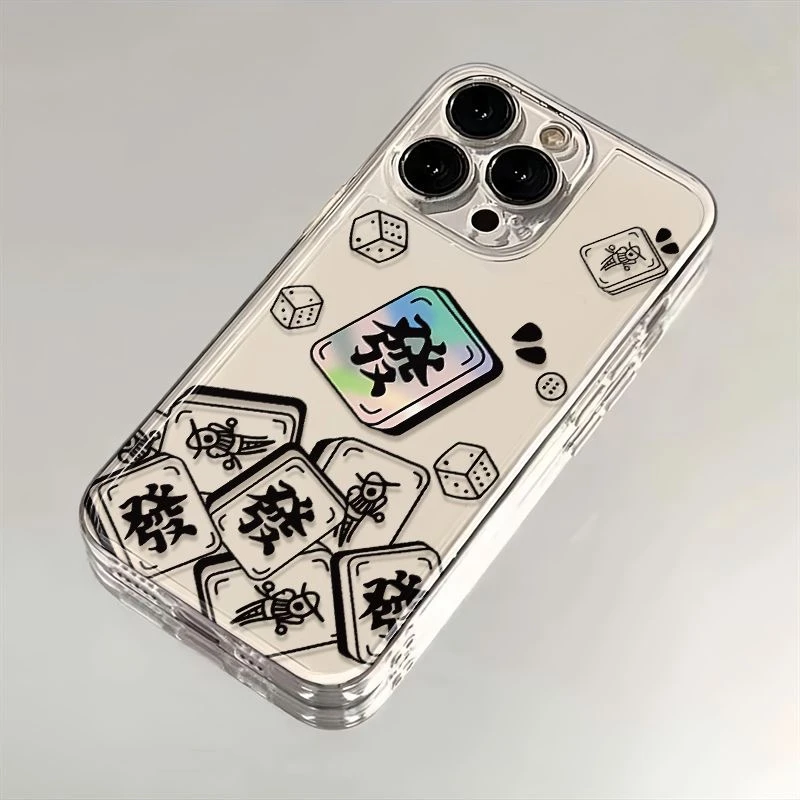 创意麻将发财适用苹果11/12/13ProMax透明iPhoneXR/7/8PLUS保护套