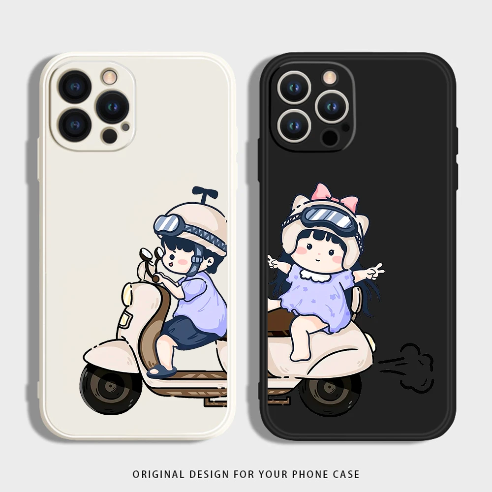 骑车情侣适用iphone16苹果15手机壳小米OPPO华为VIVO荣耀一加硅胶