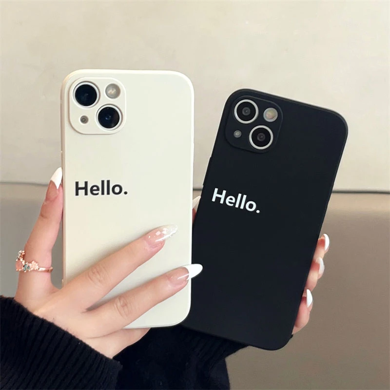 简约英文HELLO适用于苹果5S手机壳11/12/13Pro防摔iPhoneX情侣78P