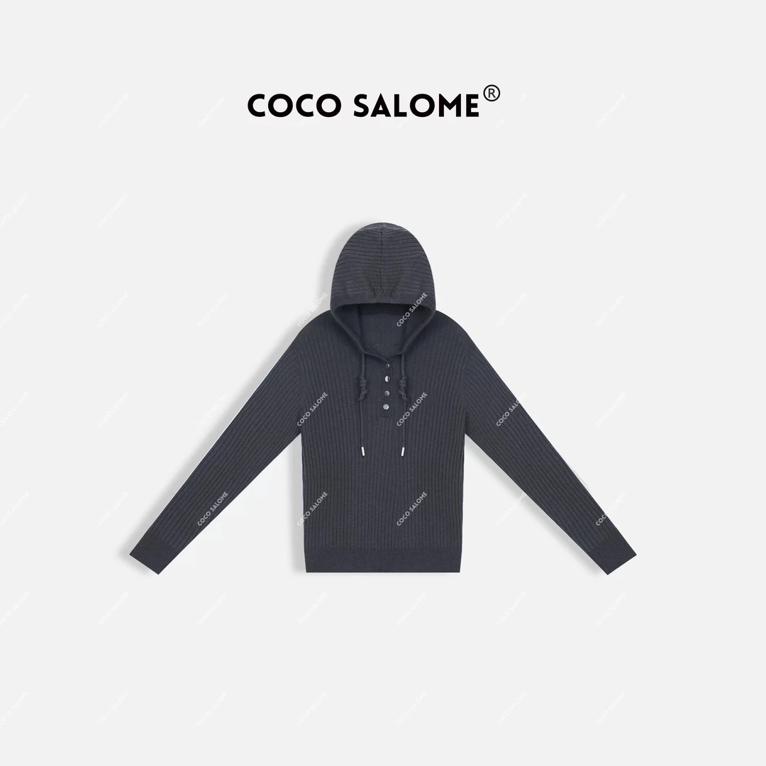COCO SALOME｜韩彬彬"灰色使者"羊毛柔软时尚百搭女士连帽毛衣000K