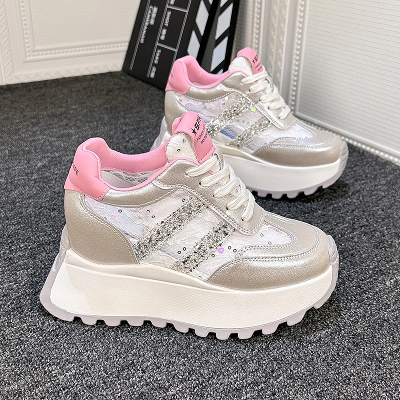 10cm内增高老爹鞋女2024夏季新款透气网面爆款网红韩版百搭运动鞋