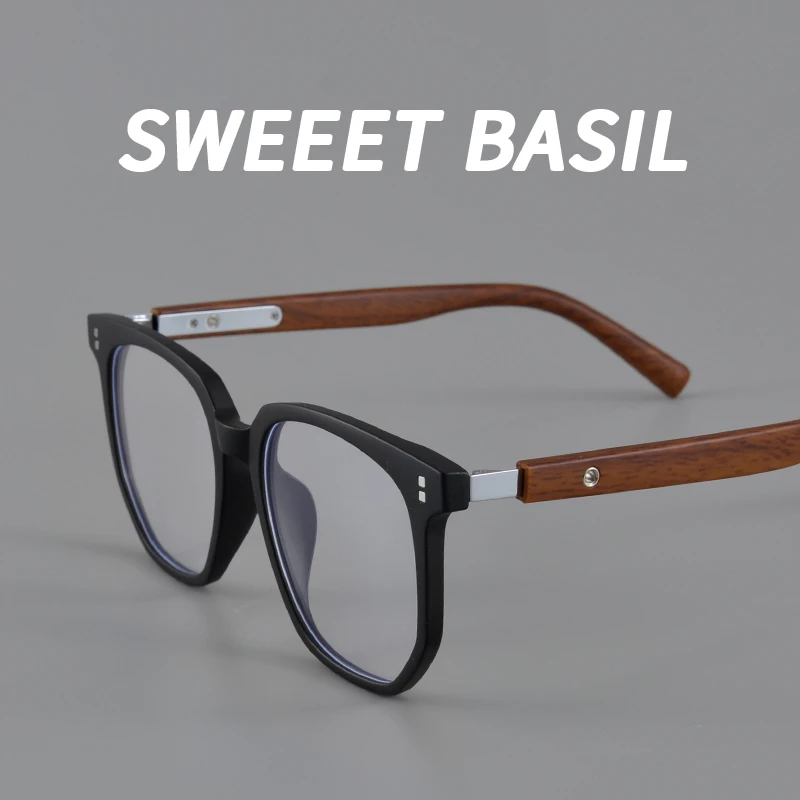 Sweet basil/紫淑超轻tr90木纹腿眼镜框大框复古近视散光变色镜