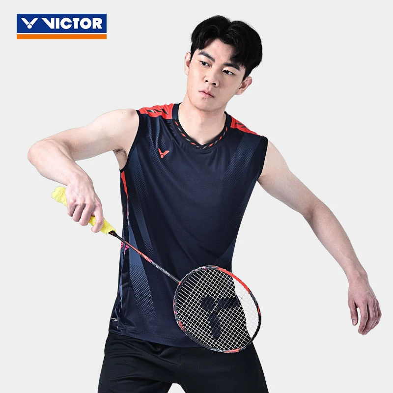 VICTOR/威克多羽毛球服蓝色大赛服针织运动T恤速干透气T-40006C