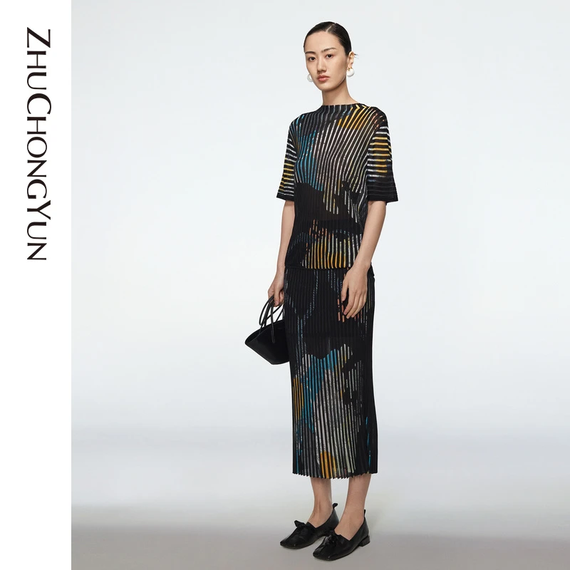 ZHUCHONGYUN秋新款半高领颜色鲜明层次丰富针织衫C1KT370上衣