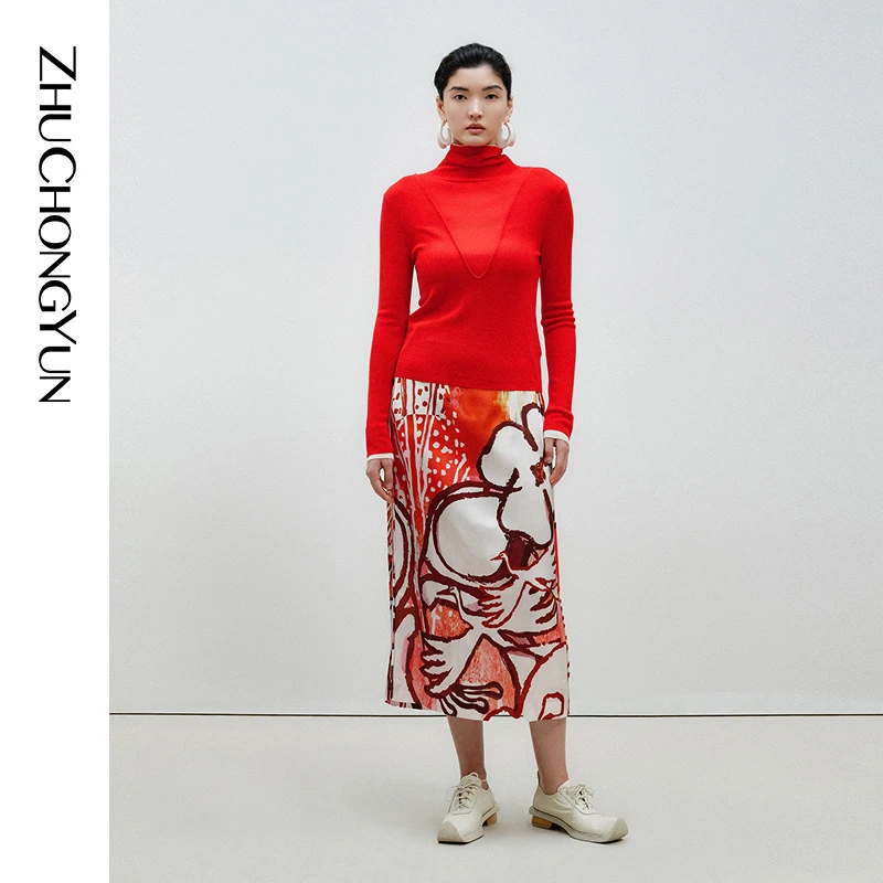 【晨晨甄选】ZHUCHONGYUN新款时尚简约直身半裙