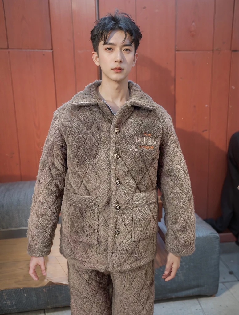 冬季男士三层夹棉加厚特厚蛋糕绒家居服睡衣保暖防寒2025