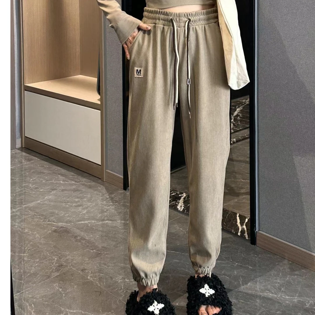 爆款M标-2024新款春秋冬高腰休闲卫裤宽松束脚哈伦裤