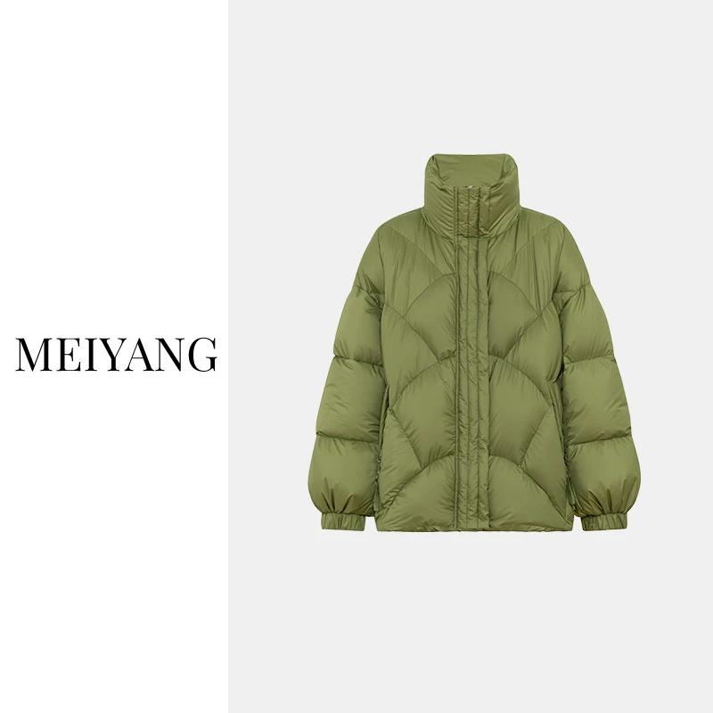 【现货】美洋MEIYANG 抹茶泡芙鹅绒服 高密微皱羽绒|菱格拉链外套