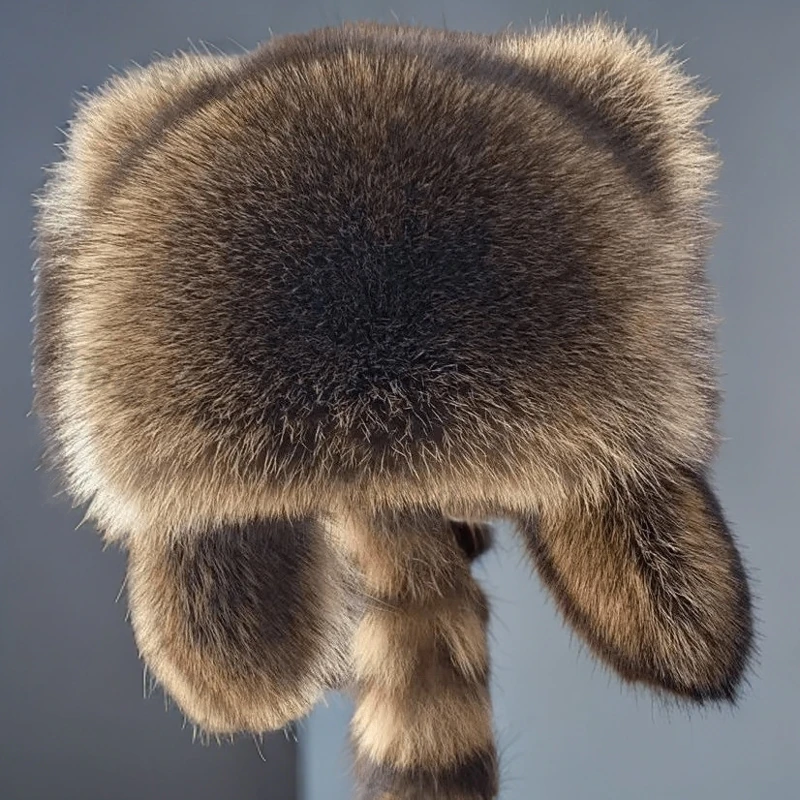 网红情侣貉子毛帽亲子猫耳帽仿中大童帽子通用小浣熊美洲同款男女