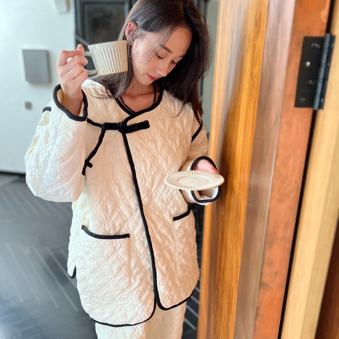 FT/邂逅空氧时光  东方美学氛围感手工盘扣棉服 慵懒风家居服睡衣