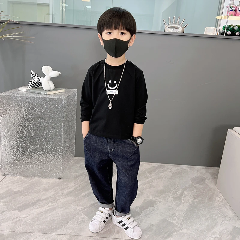 男童2024薄款洋气儿童长袖T恤打底衫春秋卡通百搭韩版宝宝圆领ol