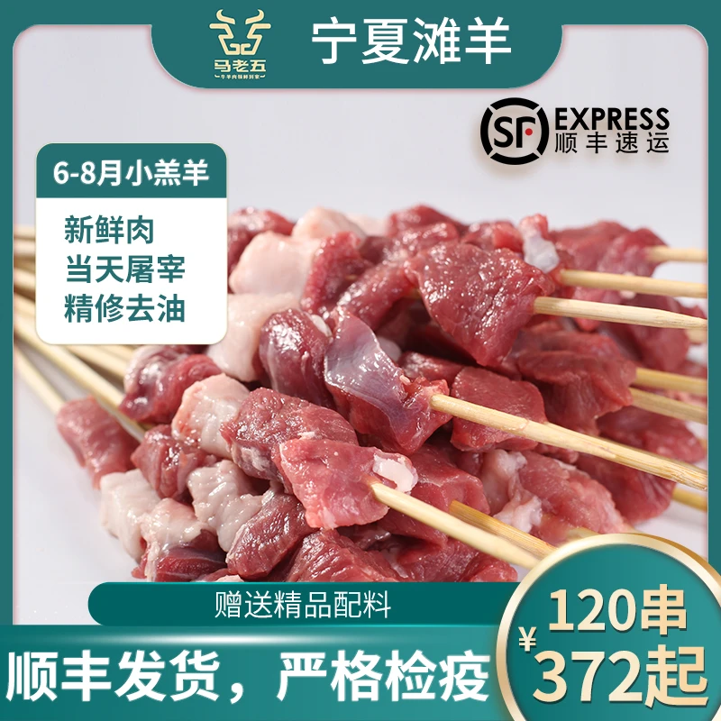 宁夏滩羊羊肉串肉保鲜嫩现串三瘦一肥后腿鲜肉串制半成品