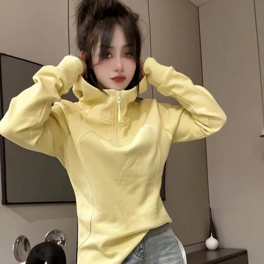 2024春季新款连帽拉链卫衣女纯色打底长袖帽衫洋气百搭上衣11553