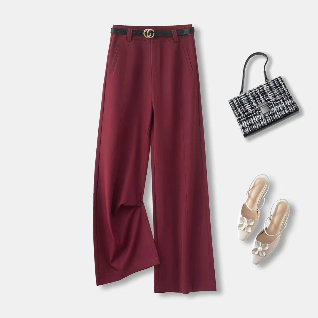 2025春秋季高腰阔腿裤修身A字版垂感气质显瘦女新款休闲宽松时尚