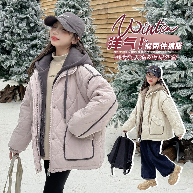 女童女宝宝冬装棉服外套上衣2024新款洋气中大儿童冬季派克棉袄