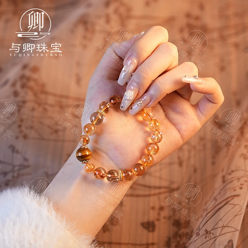 【聚宝盆】黄虎眼石➕金发晶➕黄塔晶10mm财富款水晶手串