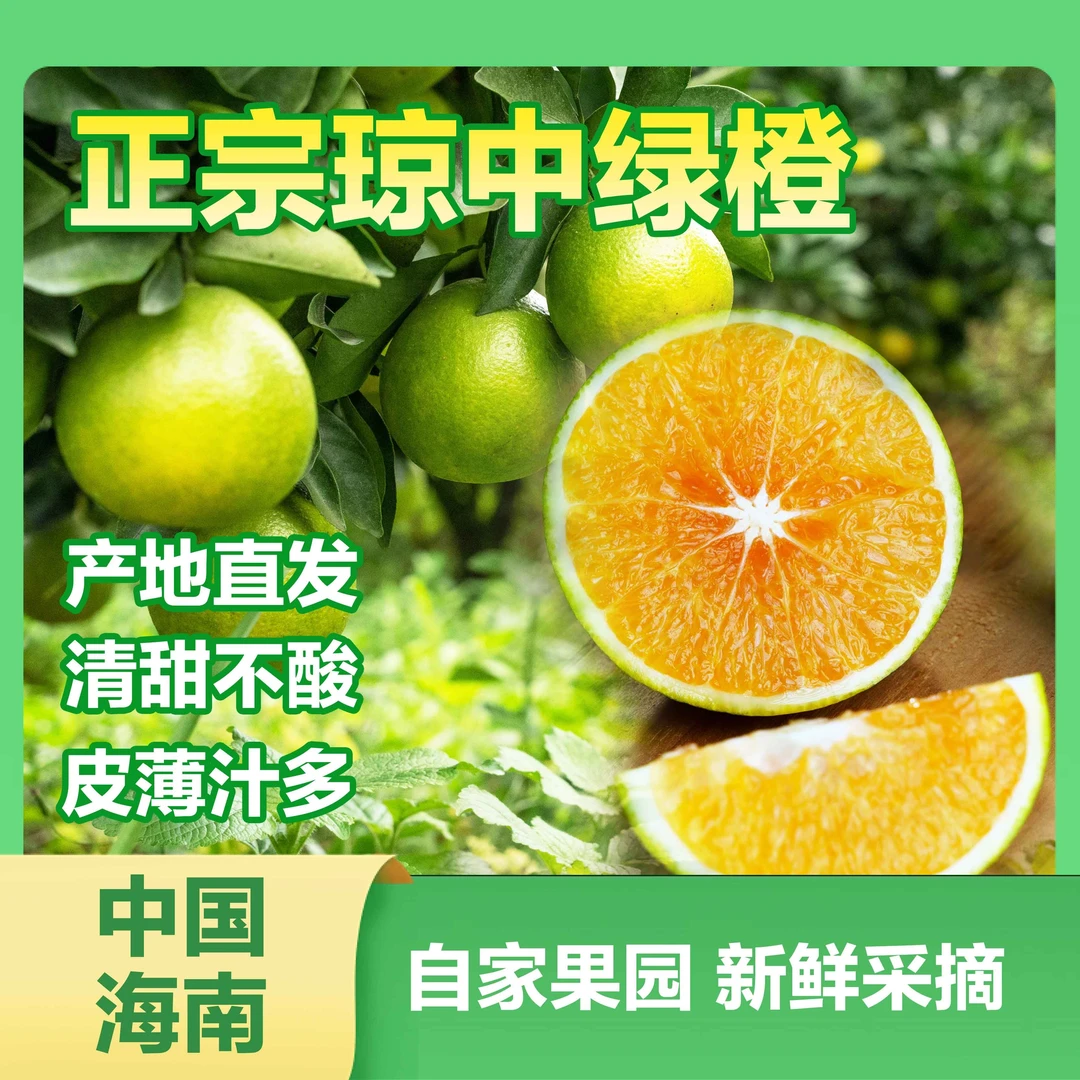 【现摘现发】海南琼中绿橙一级小果5斤普通散装皮薄肉厚香甜多汁