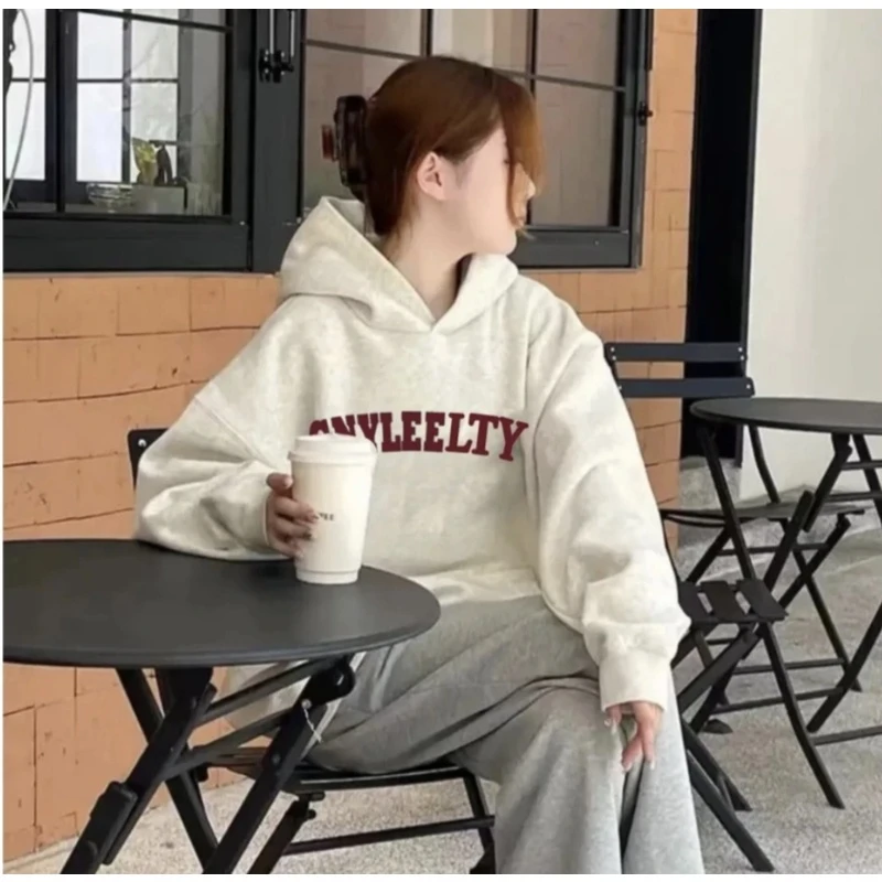 原创潮牌加绒加厚字母印花重磅连帽圆领百搭卫衣男女同款