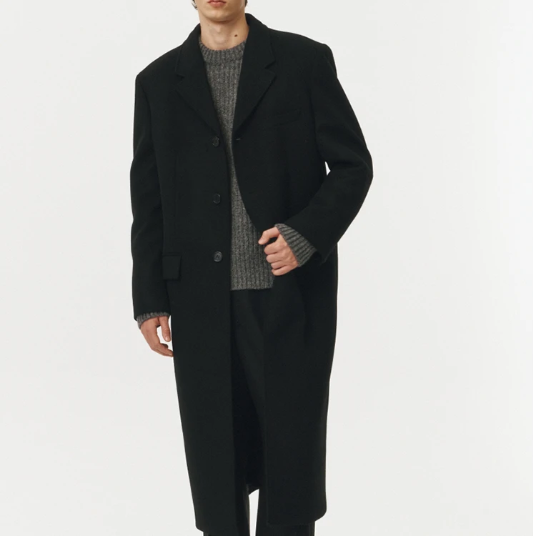 【周雨彤款】DUNST 黑灰棕三色中性单排扣羊毛大衣外套风衣正品