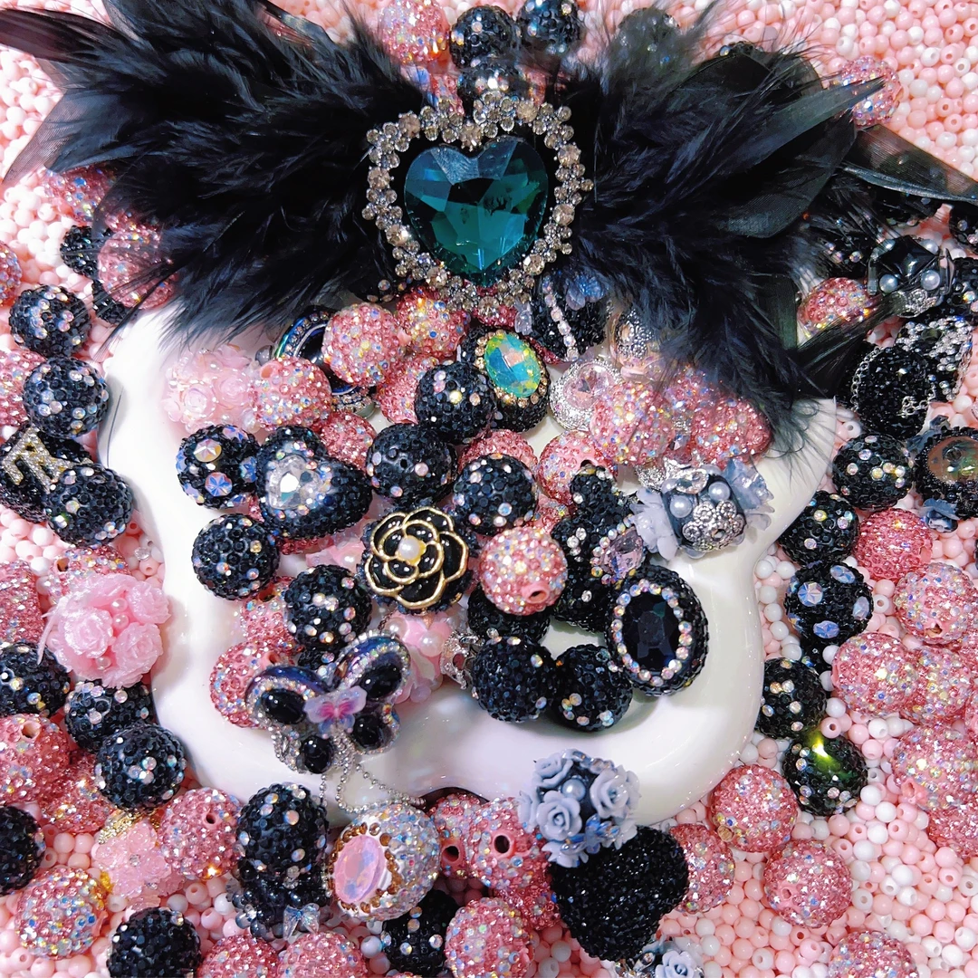 高货重工尼泊尔串珠彩绘珠闪粉珠大混款diy手工摆件