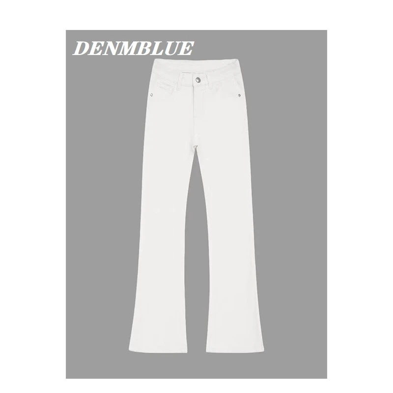 高端微喇裤弹力女裤修身显腿长白色职场通勤显瘦神裤2025年牛仔裤