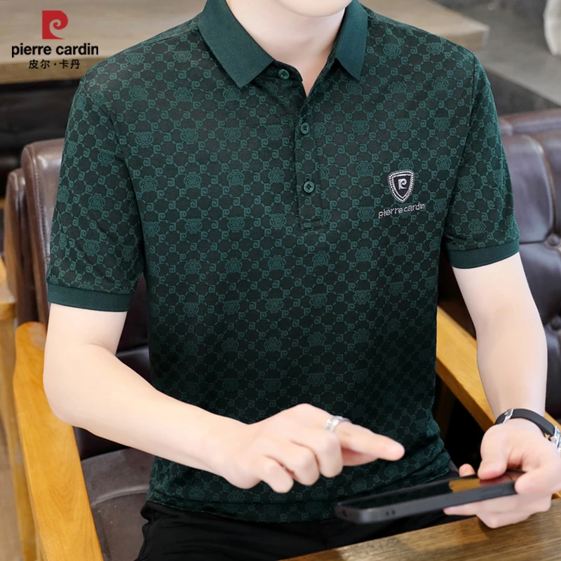 皮尔卡丹男士冰丝短袖POLO衫薄款夏季新款商务休闲透气翻领半袖