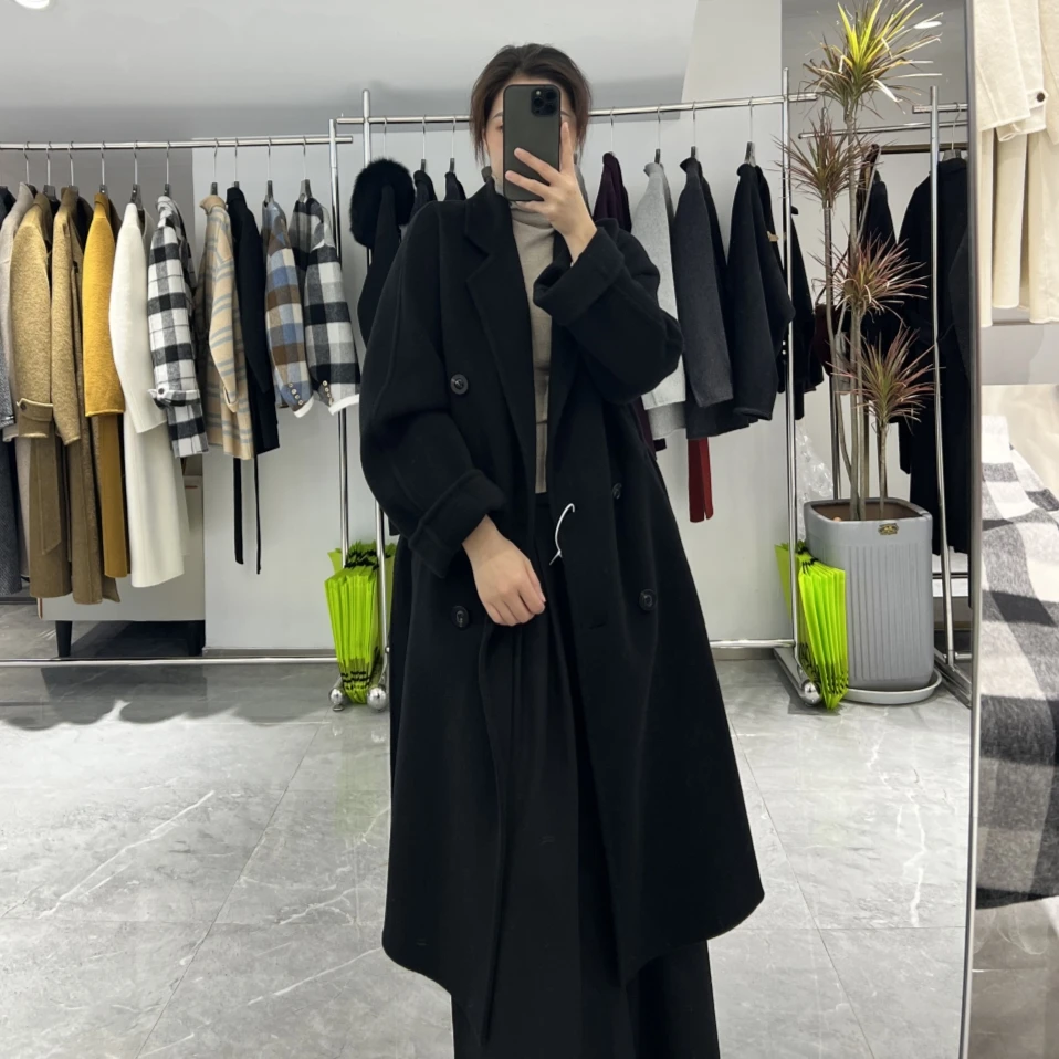 【大牌经典801]双面呢时尚手工羊绒大衣简约大方长款外套百搭休闲