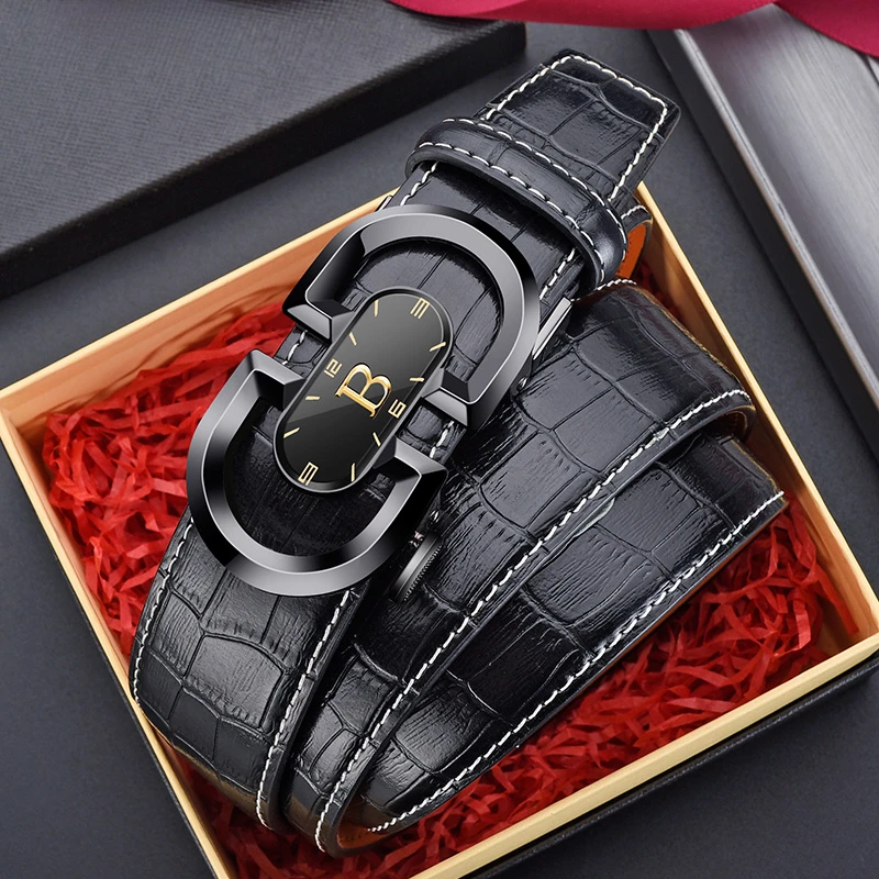 COLUMBUPOLO男士真皮皮带百搭自动扣裤腰带休闲韩版中年高档时尚