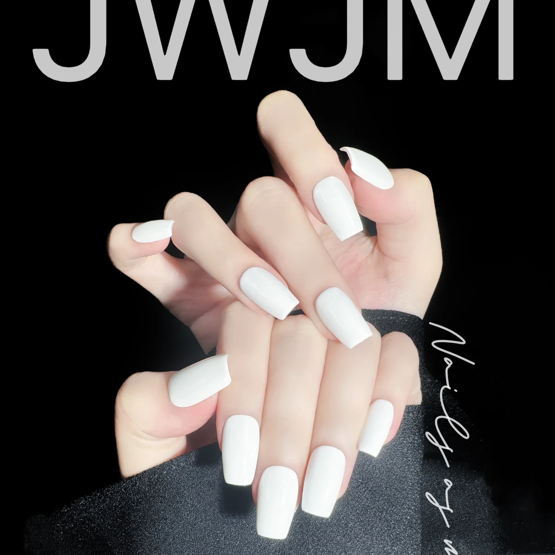 【阳六6专属】JWJM设计手工穿戴甲纯色百搭白色时尚显手白10片夏款