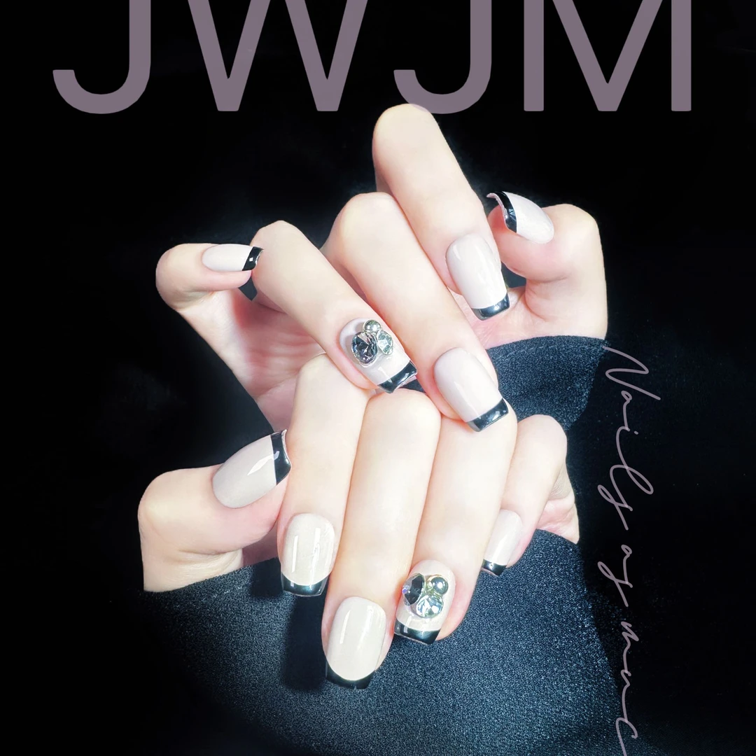 【阳六6专属】JWJM设计手工穿戴甲法式拿铁白时尚百搭显白10片夏款