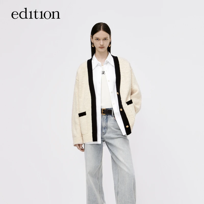 edition2023秋新款毛衣外套女小香风羊毛花纱针织开衫#EBC3CART10