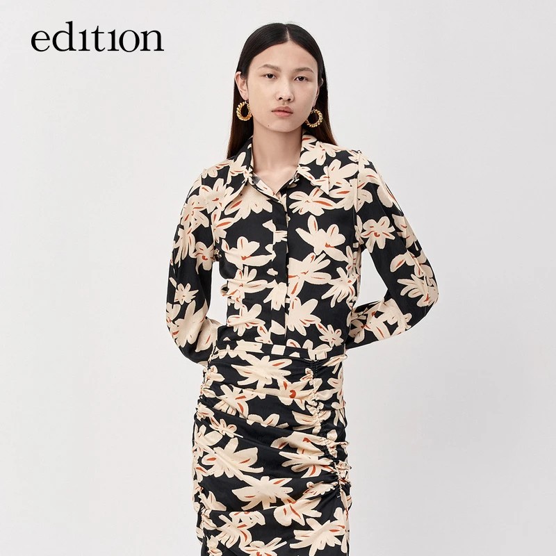 【赵老板专属】edition印花收腰衬衫桑蚕丝上衣#EBB3SHT001