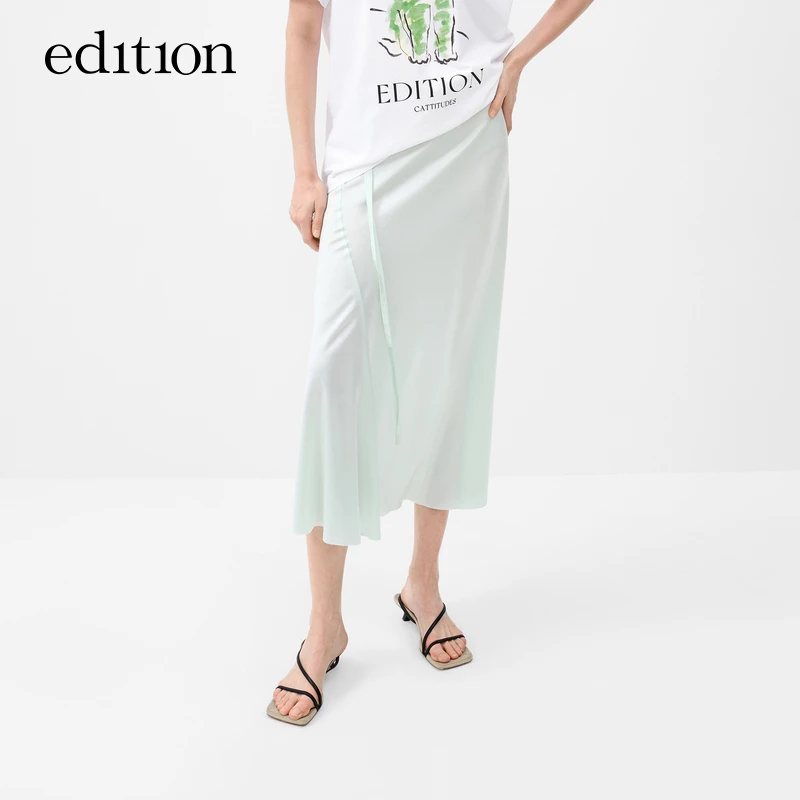 【进口三醋酸】edition夏季女装半身裙女系带鱼尾半裙#EBC2SKTT06