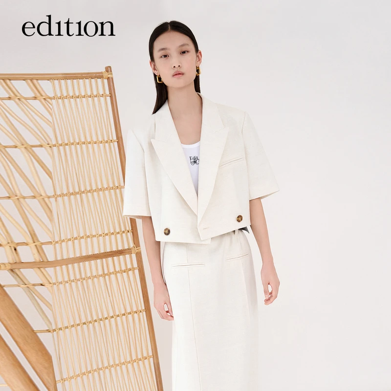 【赵老板专属】edition短小香风亚麻女西装#EBC2BLA010