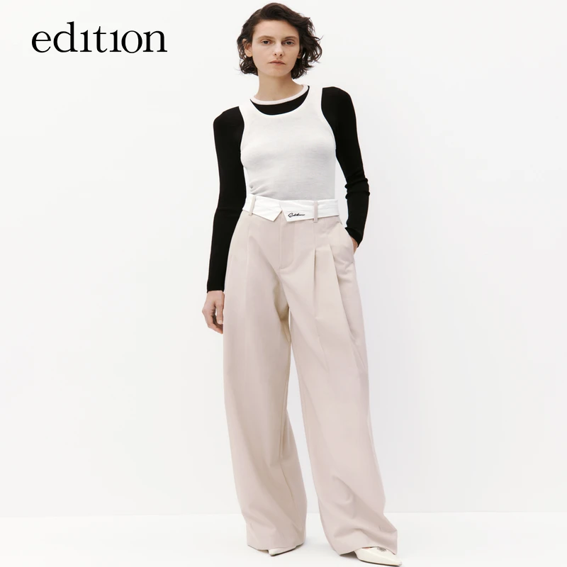 edition阔腿裤可拆腰头绵羊毛精纺休闲长裤#EBC3PATT05
