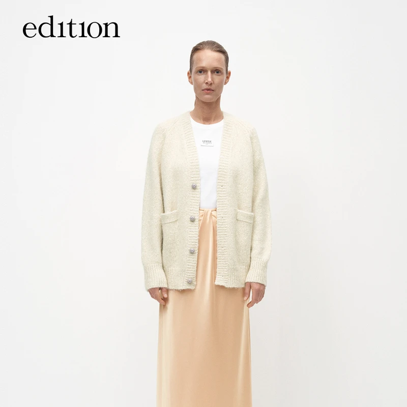 【商场同款】edition秋羊驼毛绵羊毛毛衣开衫女#EBC3CAR034